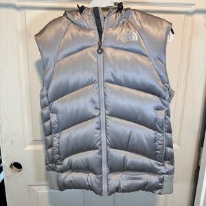 The North Face Silver Hooded Puffer Vest